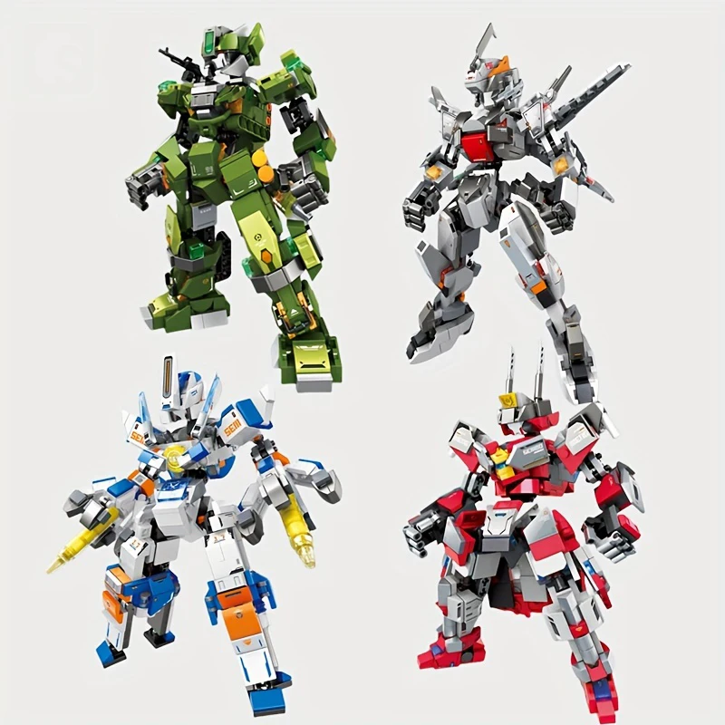 4 стиля Mecha Робот мини блоки DIY игрушки для мальчиков креативный робот битвы