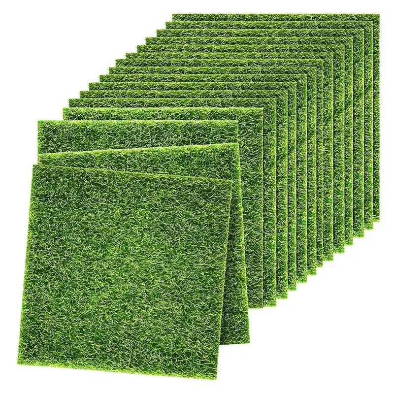 

15 Pieces Of Artificial Grass Garden Lawn Miniature Decoration Accessories DIY Artificial Moss Doll House Decoration