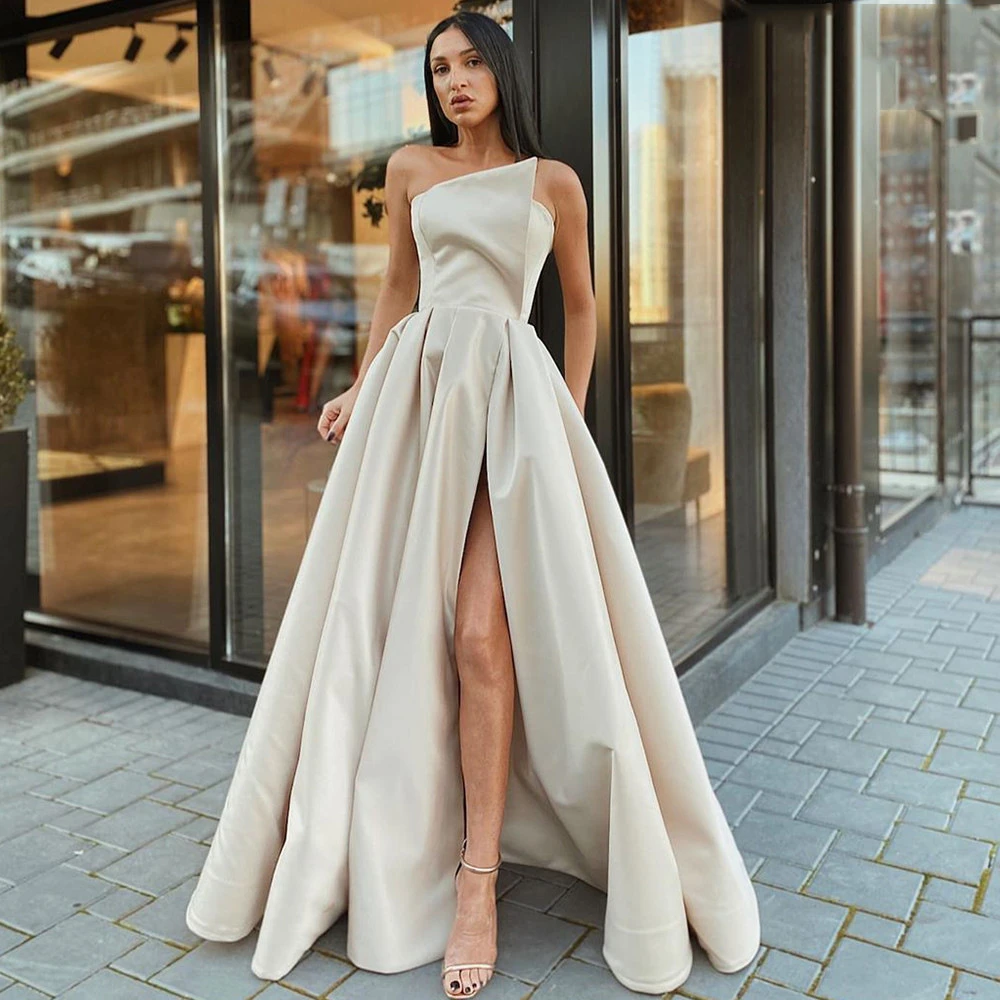 

Off Shoulder High Waist Vintage Evening Dress for Wedding Guests Semi-formal Prom Elegant Dresses