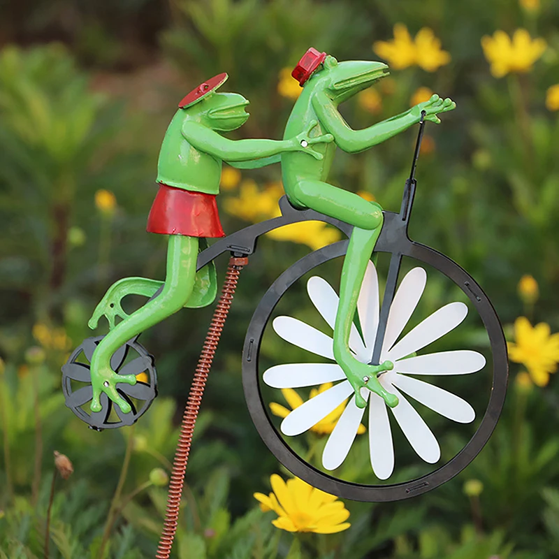 

Vintage Bicycle Metal Wind Spinner New Cat Garden Kinetic Spinners Yard Metal Windmills, Garden Ornaments Frogs Decor Outdoor