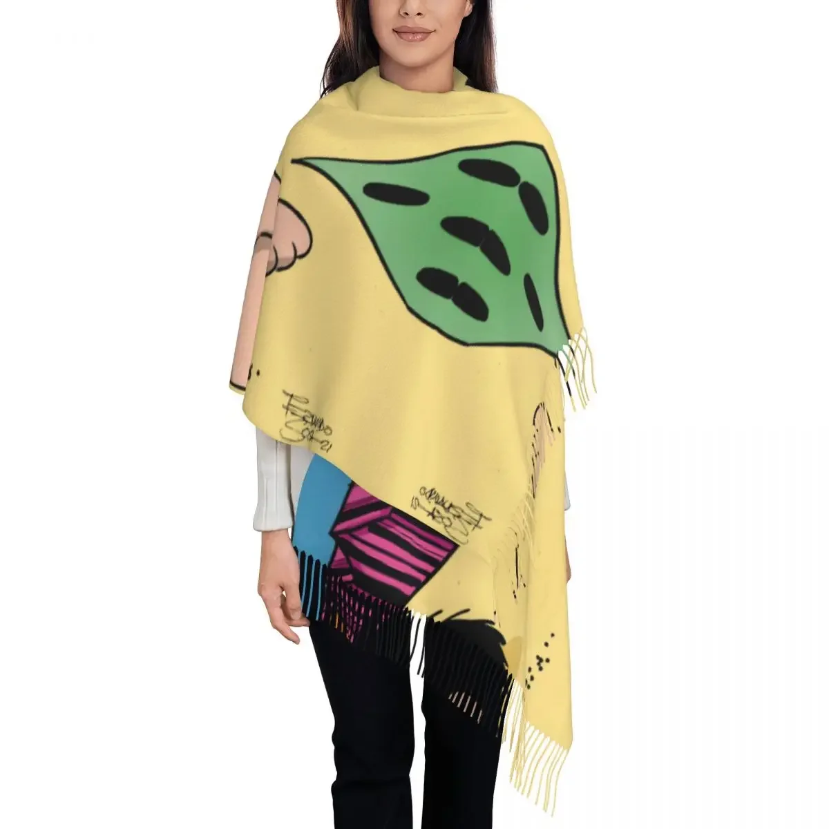 Женская Длинная свободная Веселая Осенняя мягкая теплая шаль с кисточками