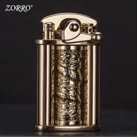 zorro new kerosene lighter engraving rotary dragon column rocker arm cigarette lighter for mens gift z629