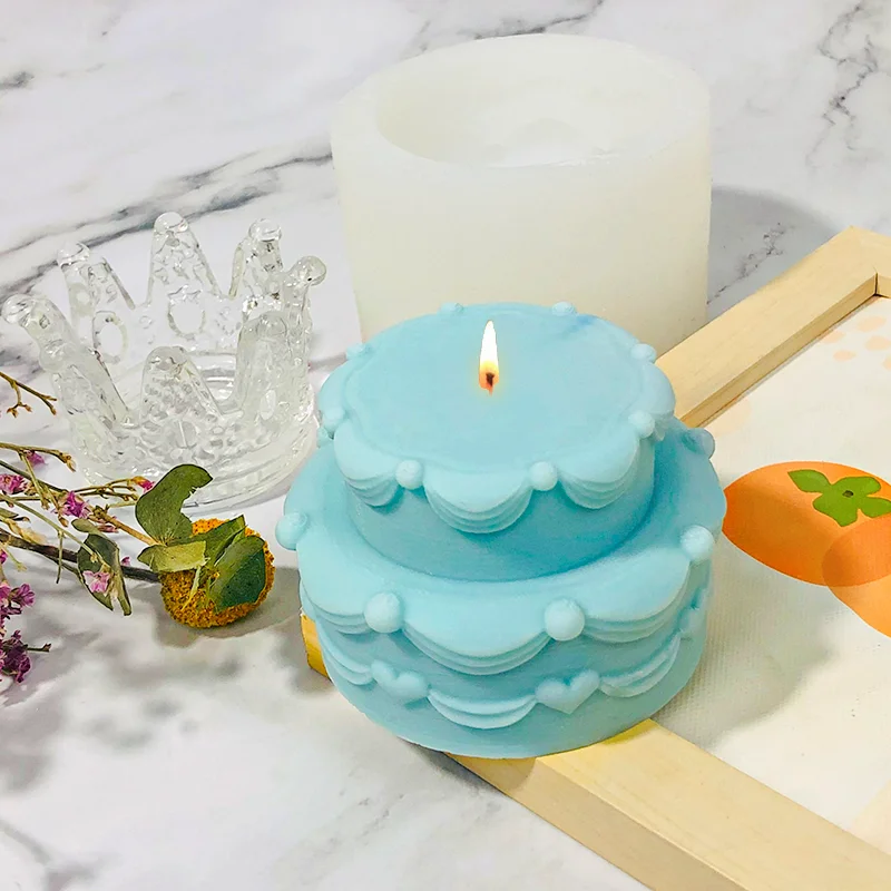 

3D имитация двухслойного кружева крем торт силиконовый DIY ароматизированный воск мусс помадка выпечка пресс мыло