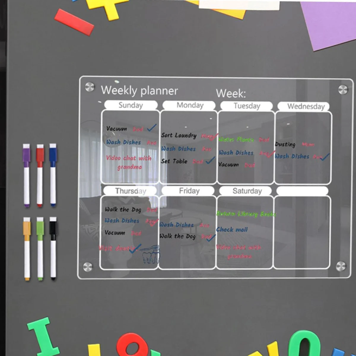 Белая Магнитная Доска На Холодильник С Календарем Прозрачная Акриловая