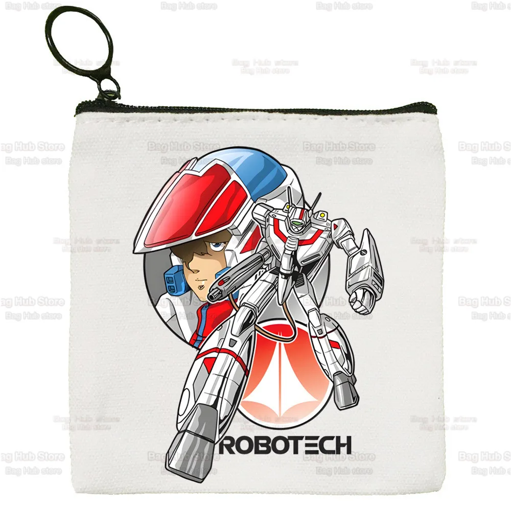 Macross Anime Canvas Coin Purse Coin Purse Collection Canvas Bag Small Wallet Zipper Key Bag Hand Gift