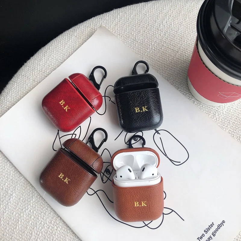 

Роскошный кожаный чехол для наушников Airpods 1, 2, 3 Pro с именем и надписью на заказ, чехол с брелоком для наушников