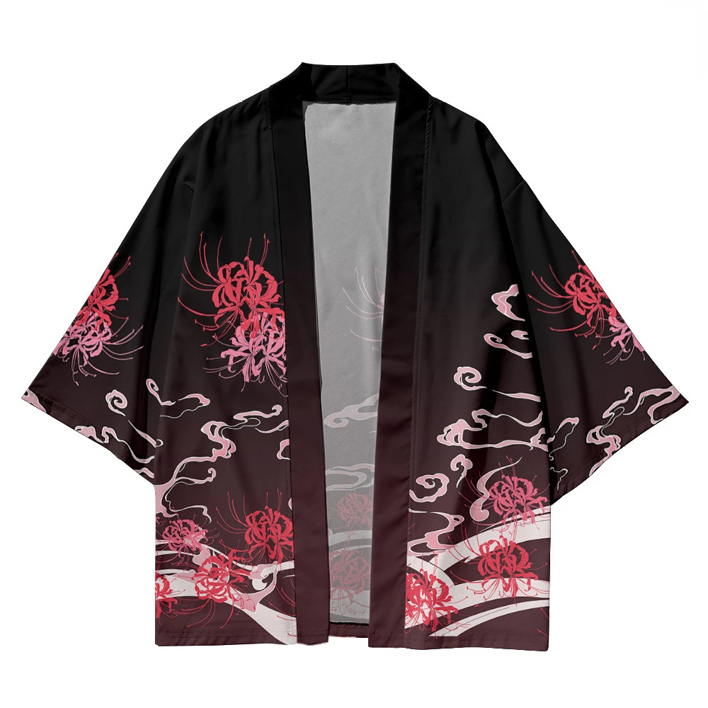 

Summer Beach Women Men Haori Yukata Casual Skeleton Print Cardigan Kimono Streetwear Traditional Samurai Tops Clothing