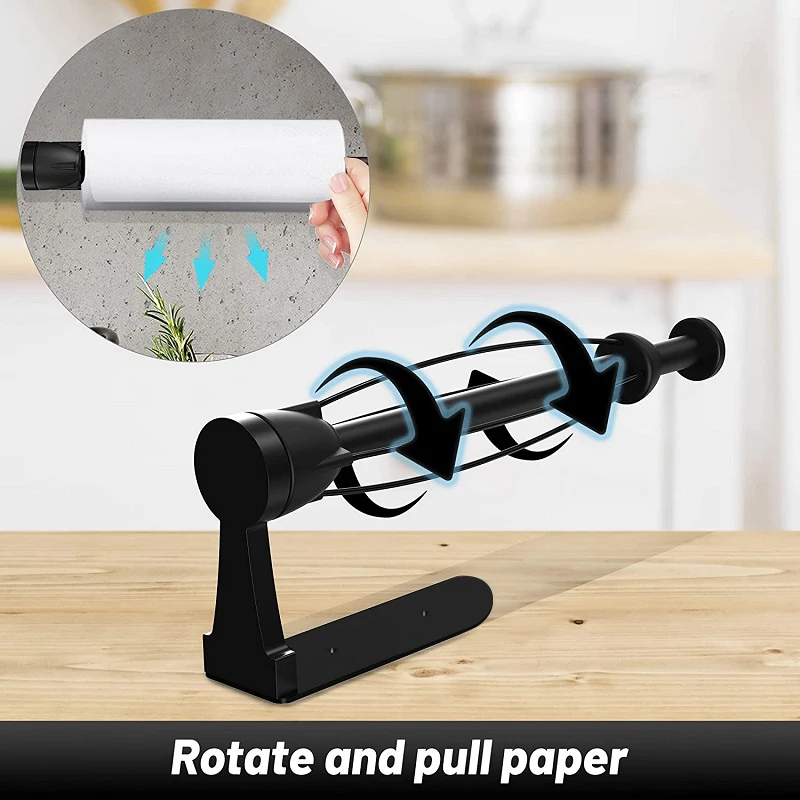 Bathroom Toilet Paper Roll Towel Holder Single Hand Operate Paper Towel Holder Wall Shelf with Damping Effect for Kichen Fixture