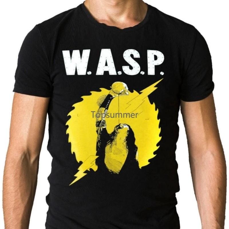 W.A.S.P. Blackie Lawless Black T-Shirt Hipster Summer Mens Short Sleeve Print Cotton Tee