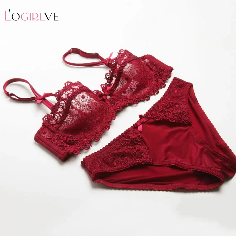 Женское нижнее белье Logirlve кружевной прозрачный Ультратонкий комплект с