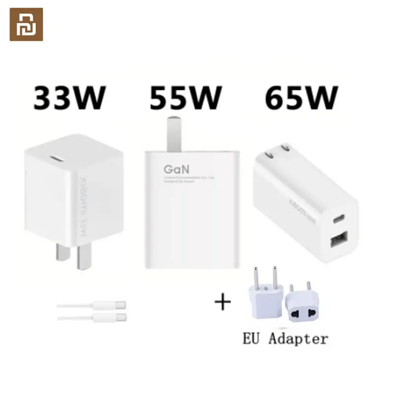 

Youpin 33W,55W, 65W GaN Fast Charger Type-C Charging Cable Quick Charger GaN Technology Safe Power Adapter for Andriod