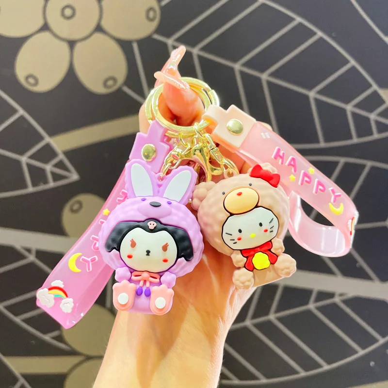 

Kawaii Sanrio Hello Kitty Keychain Cute Anime Doll Cinnamoroll Kuromi Car Key Ring Backpack Pendants Accessories Gifts For Kids