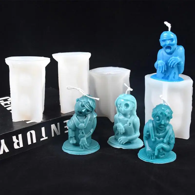 

3D Halloween Silicone Mold Portable Realistic Reusable Zombie Molds For Candle Making Resin Wax Halloween Kitchen Accessories