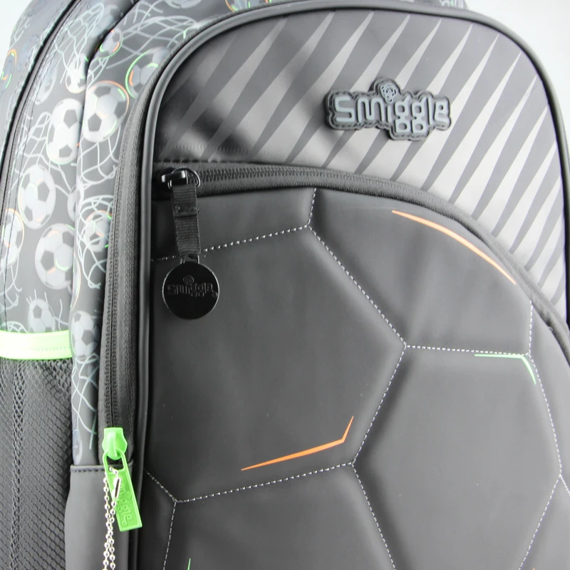 Australia Original Smiggle Children's Schoolbag Boys Primary School Backpack Black Football PU Waterproof Korean 7-12 Years 16L