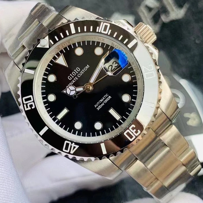 

Luxury Automatic Mechanical Mens Watch Sapphire Stainless Steel Black Blue Ceramic Bezel Gold Green