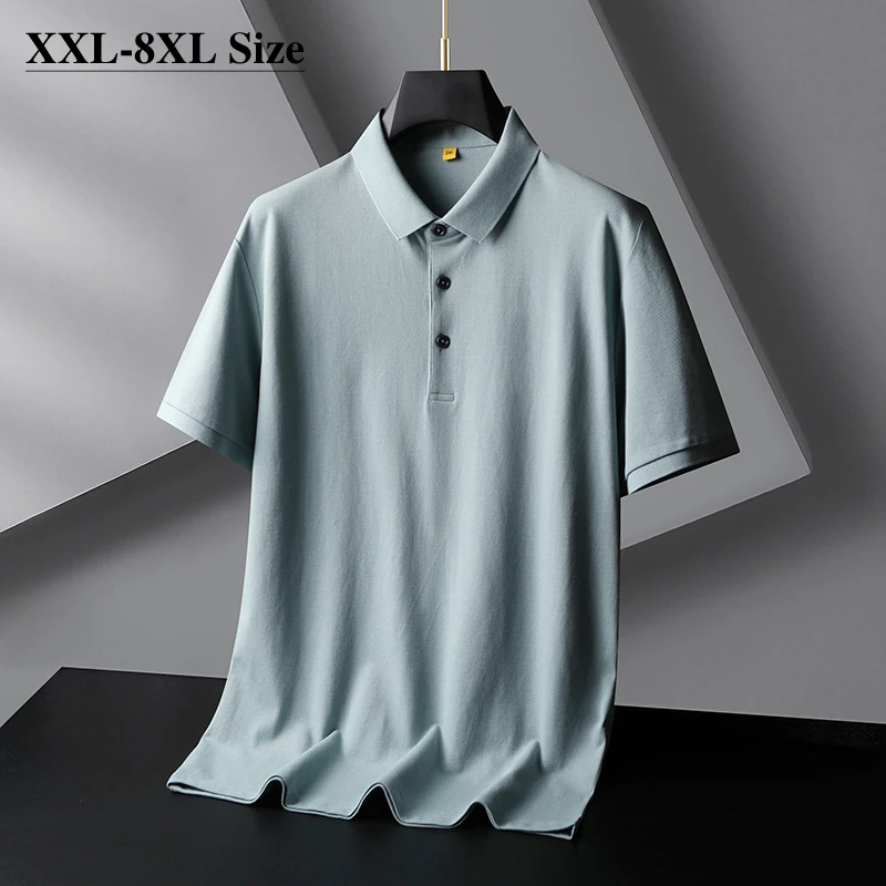 

Мужская хлопковая рубашка-поло с коротким рукавом, размеры до 6XL, 7XL, 8XL