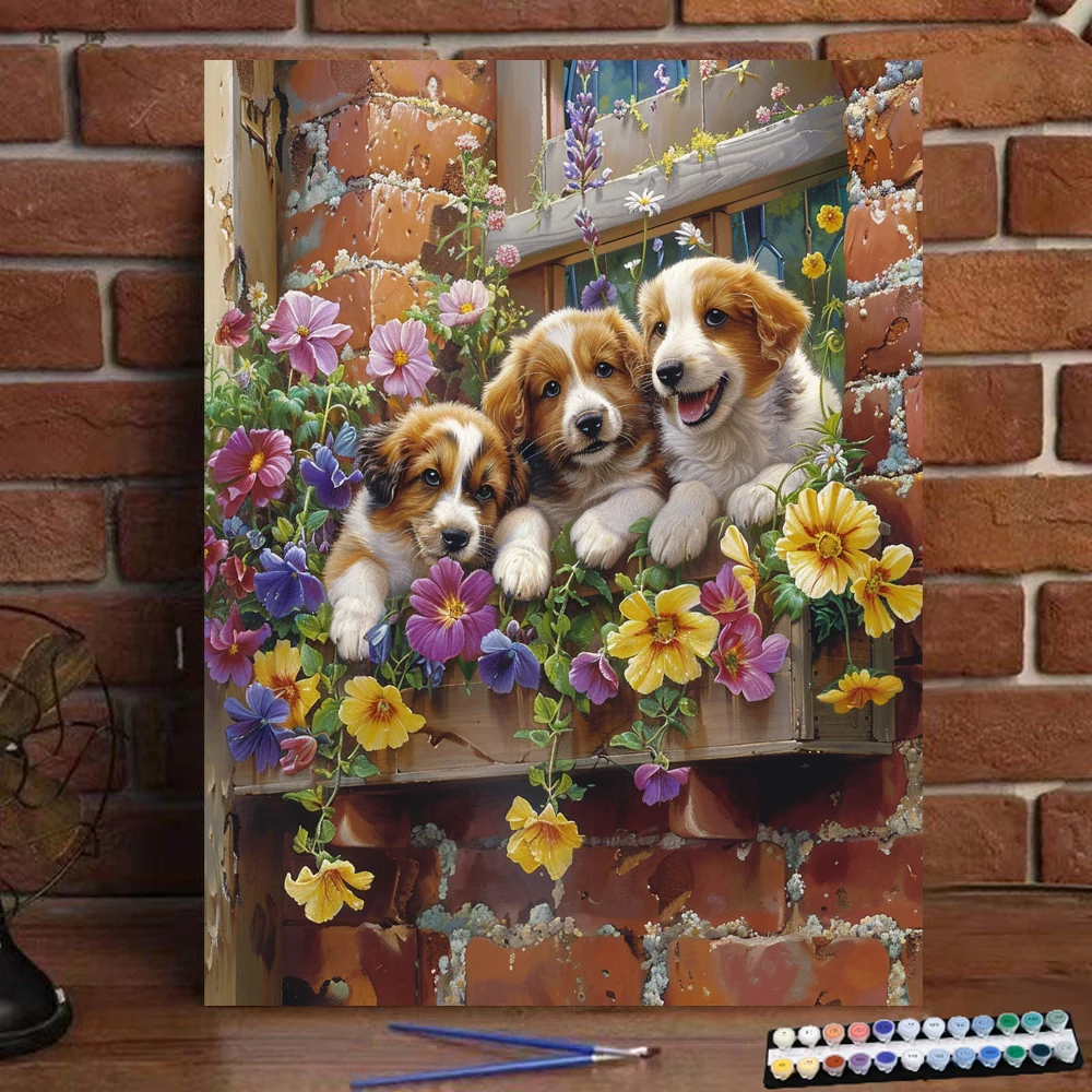 Картина по номерам с изображением милой собаки художественная культура цифровая