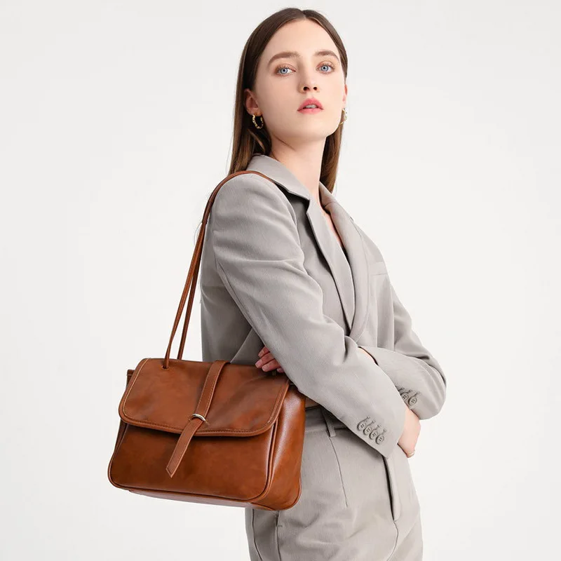 Diinovivo Casual Women Shoulder Bag Flap Square Bag Female Handbag PU Leather Crossbody Bag Simple Classic Women's Bag WHDV2280