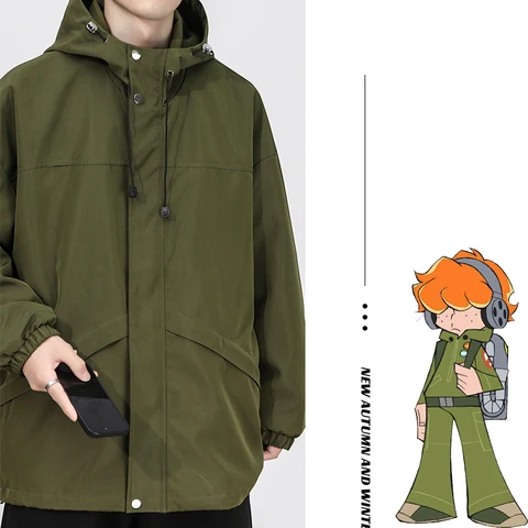 Трусики и чулки с подвязками Burifu, уличные куртки для косплея, значок для парика, оранжевый короткий вьющийся парик, зеленое пальто, толстовка с капюшоном, аниме Cos Set