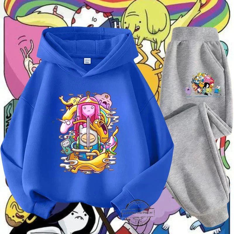 Детский комплект с толстовкой и капюшоном мультяшным аниме принтом