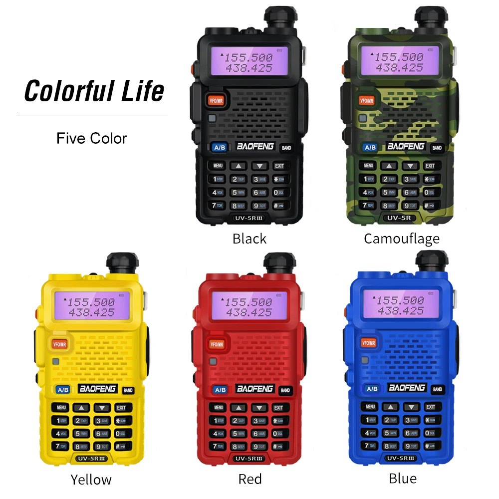 Baofeng Tri-Band UV-5R III Walkie Talkie VHF UHF 220-260MHz Ham Transceiver Portable 5W Two way Radio UV5R UV 5R Update Intercom