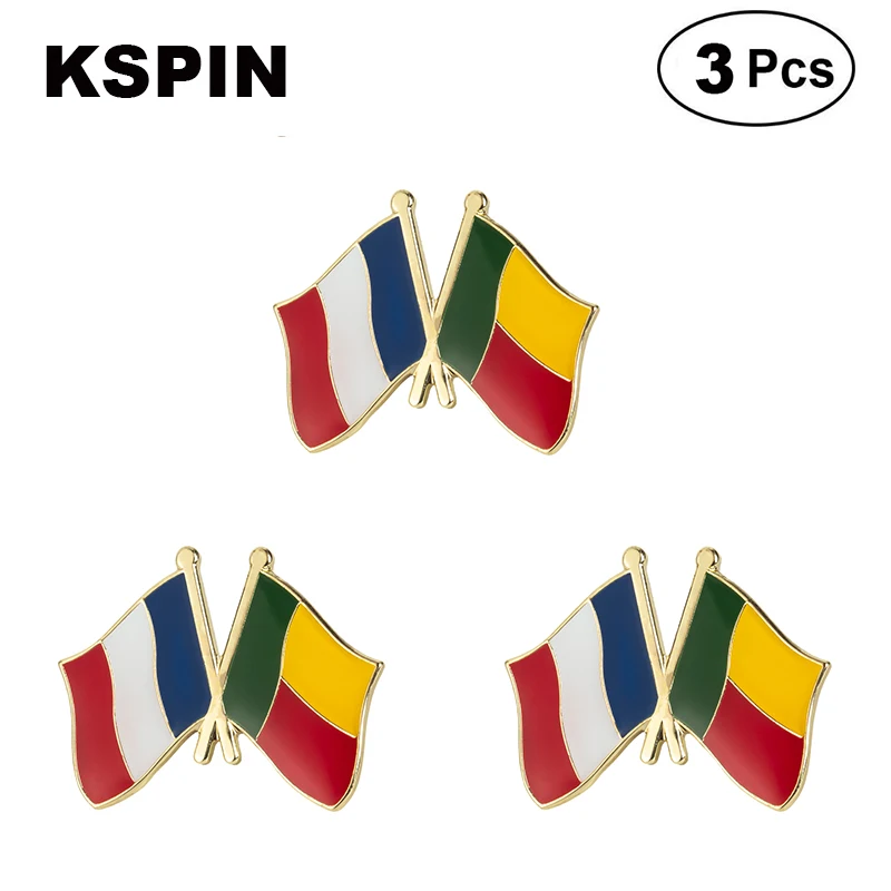 France and Benin Friendship Flag Lapel Pins Badges Brooches