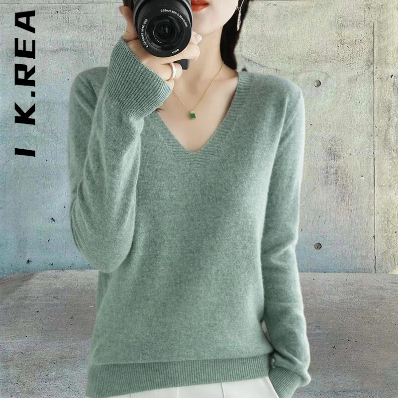 

Женский трикотажный свитер I K.Rea, недорогой уличный вязаный свитер, джемпер, милые свитера, женские популярные пуловеры, трикотажная одежда