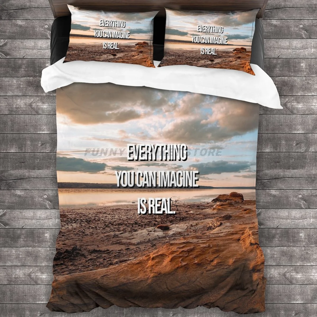 

Inspirational Quote From Nature Everything You Can Imagine Is Real. Bedding Set Duvet Cover Pillowcases Comforter Bedding Sets