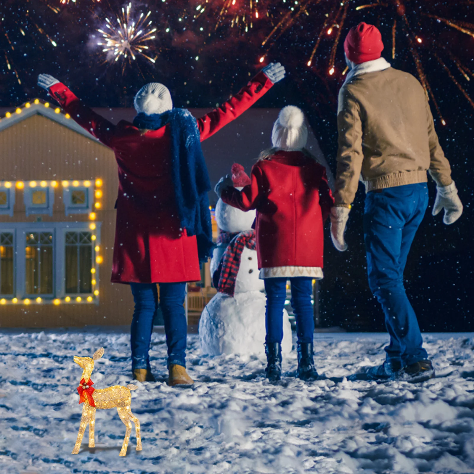 

3 Pcs Christmas Light-Up Deer, LED Christmas Lighted Reindeer for Holiday Decoration, Luminous Reindeer Ornament for Outdoor