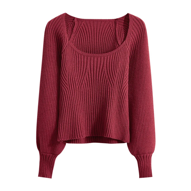 Специальное предложение Красный свитер женский осенне-зимний приталенный крой с