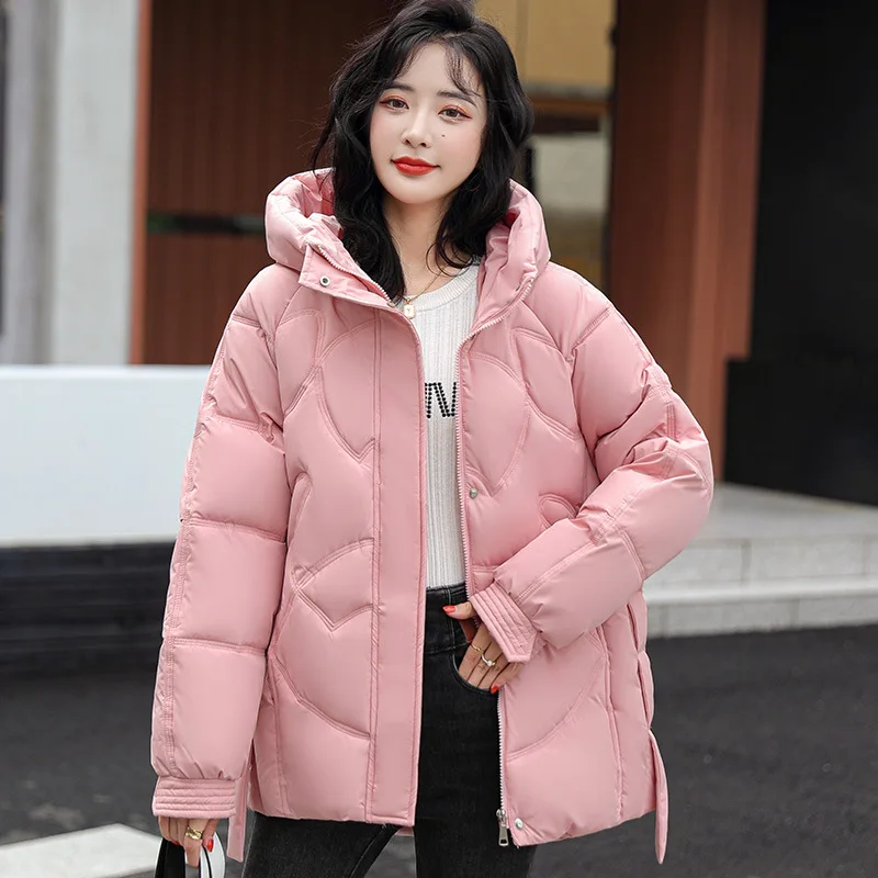 2022 New Korean Down Cotton Parkas Women's Winter  Version Loose Bread Jacket Women's Hooded Solid Color Casual Cotton Clothes