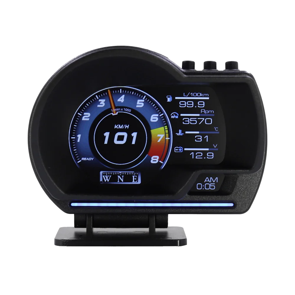 

Car V60 Latest Head Up Display Auto Display OBD2+GPS Smart Car HUD Gauge Multi-lang EN KR TH JP ES Digital Security Alarm
