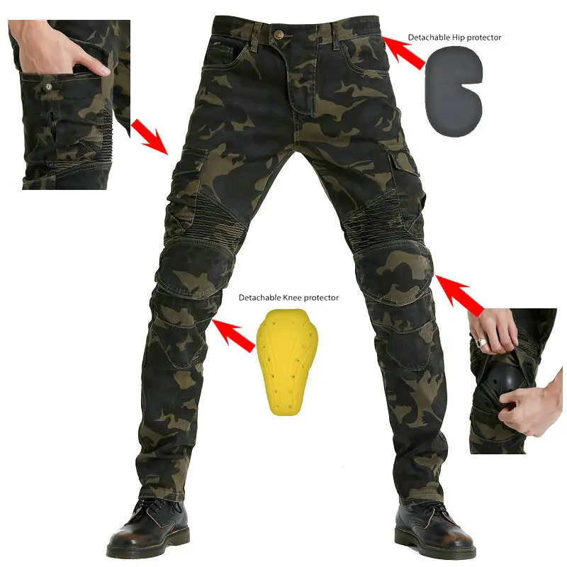 

Motorcycle Motorcycle Men's Camouflage Multi Pocket Jeans Outdoor Motorcycle Elastic Fall Proof Riding Pants