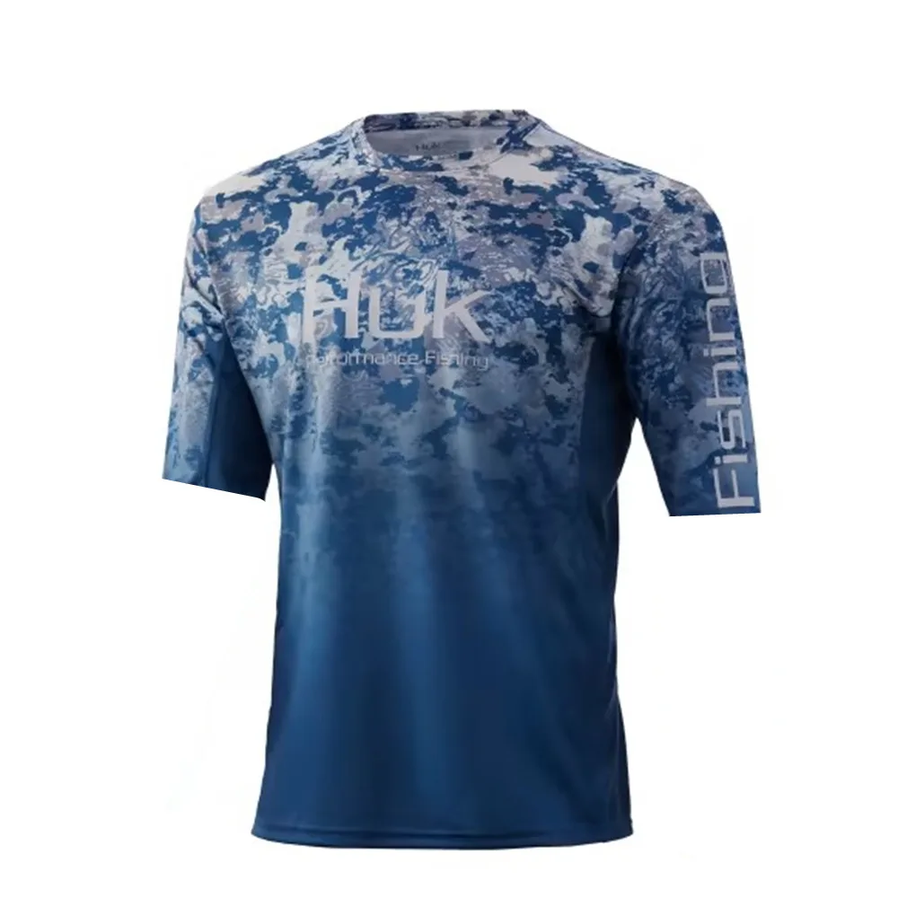 

HUK Performance Fishing Shirts Vented Short Sleeve Tops Wear Summer Fish Jersey Sun Protection UPF50 Moisture Wicking Camisa Run