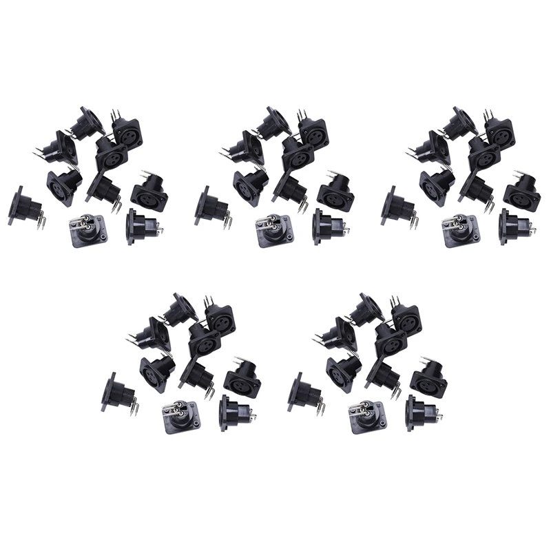 

50 шт. черный XLR 3Pin гнездовой разъем для монтажа на панели