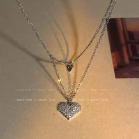 2022 fashion full diamond love necklace korean sweet statement girlfriend gift cute collarbone necklace jewelry beautiful gifts