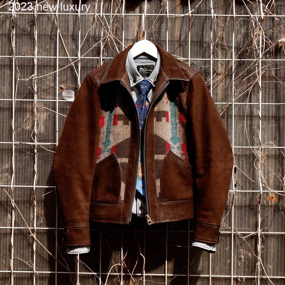

Куртка из натуральной коровьей замши, верхняя одежда из воловьей кожи, стильная куртка Navajo