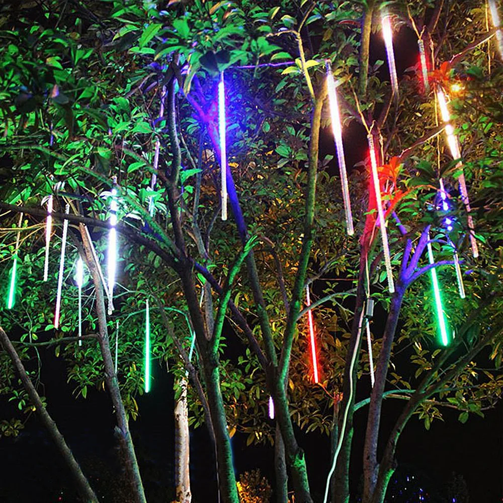 30/50CM 8 Tubes Meteor Shower LED String Light Waterproof Christmas Tree Decoration Street Garland Outdoor Fairy Garden Lights