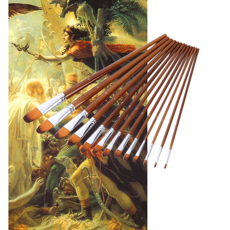 

13Pcs Artist Paint Brush Set Nylon Hair Watercolor Oil Painting Acrylic Drawing Dropship