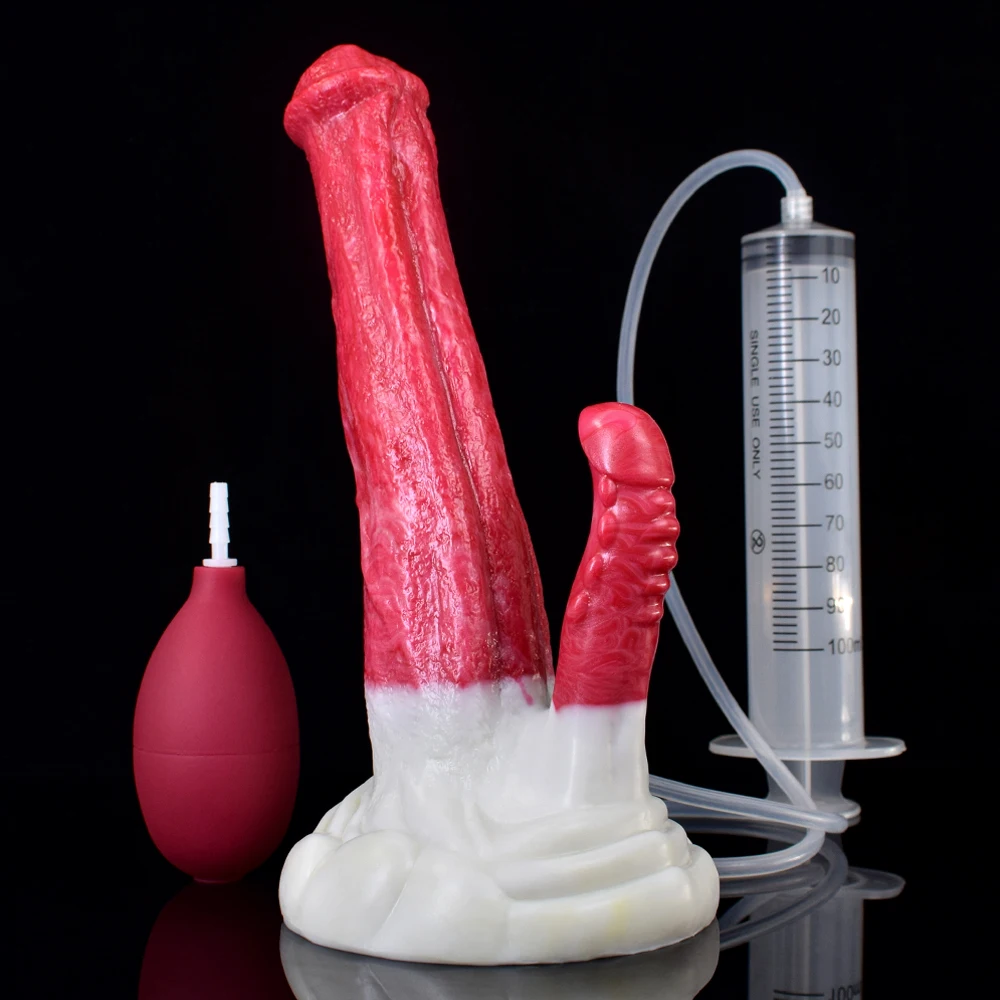 Новый красный фаллоимитатор с двойной лошадью присоской Силиконовый анальный