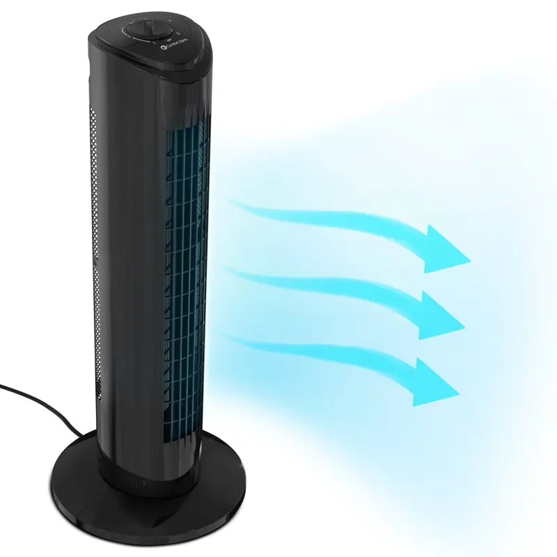 

29" 3-Speed Oscillating Tower Fan with Sturdy Base, Black