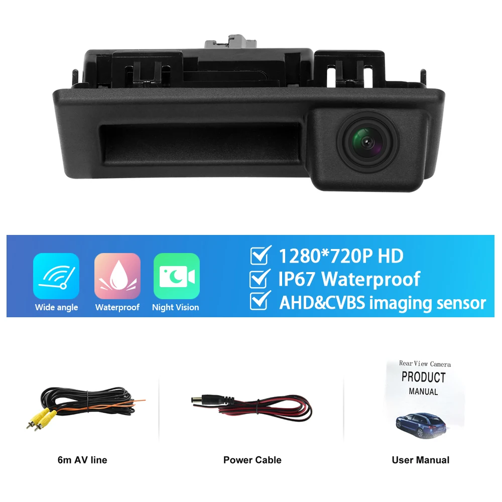 

Камера заднего вида Podofo, AHD Водонепроницаемая камера заднего вида, IP67, ночное видение, для Volkswagen/Audi