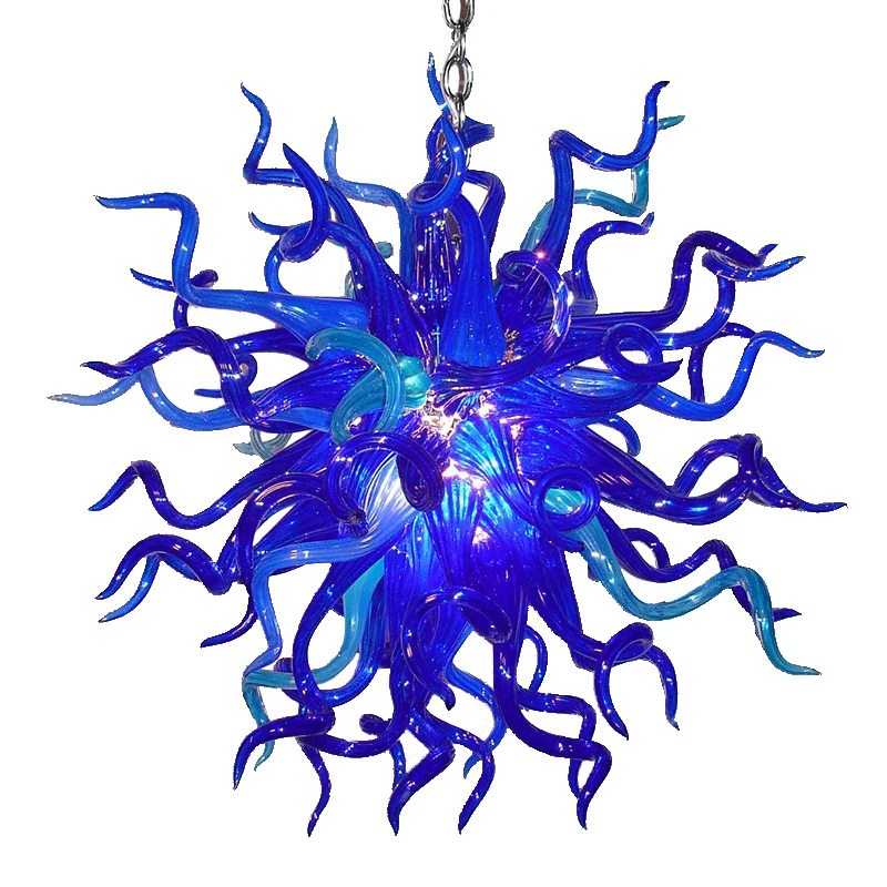Free Shipping Chihuly Style Cobalt Blue Murano Glass Chandelier Decorative Hanging Lamp