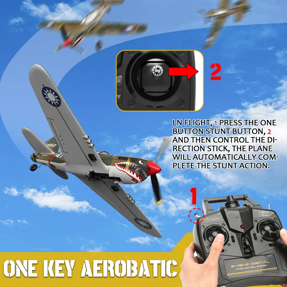 P-40 RC летательный аппарат P40 Fighter 400 мм Wingspan 4CH 6-осевой гироскоп с одной кнопкой