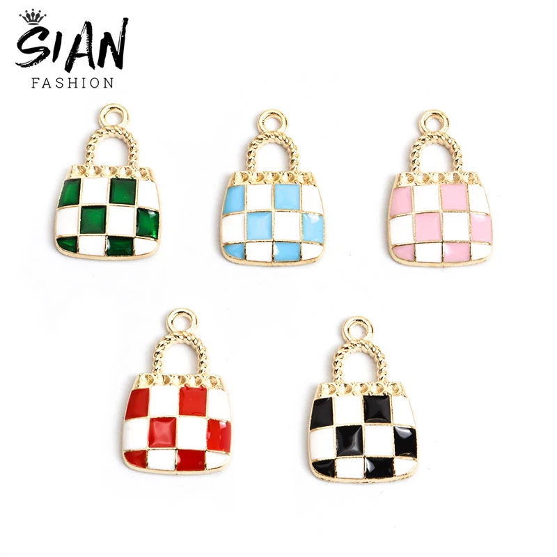 

10pcs/Lot Colorful Silver Plated Bag Enamel Charms for DIY Jewelry Makings Pendant Necklace Keychains Earrings Handmade Findings