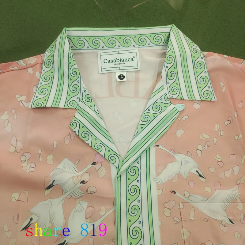 Spotted Dog Fly Bird Print CASABLANCA Short Set Men Women Hip Hop Hawaiian Beach Short Sleeve Shirt Shortpant Suit