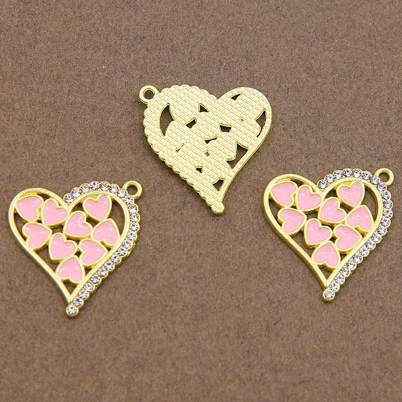 10 шт. 23*23 мм эмалевое Радужное сердце очарование для изготовления ювелирных