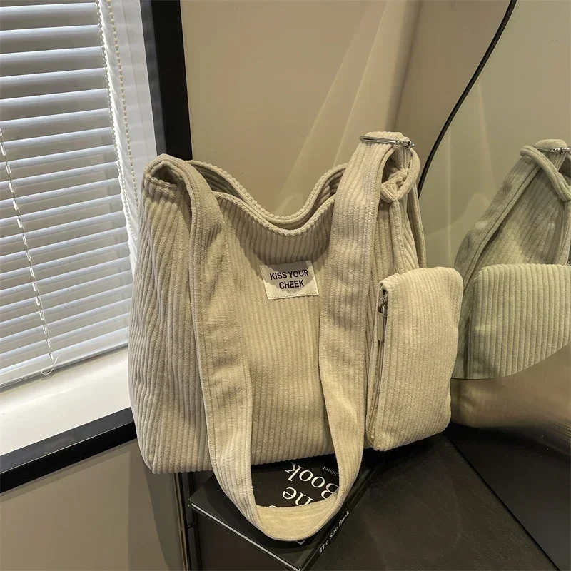 Вельветовая однотонная большая сумка большой емкости 2024 хит продаж модная