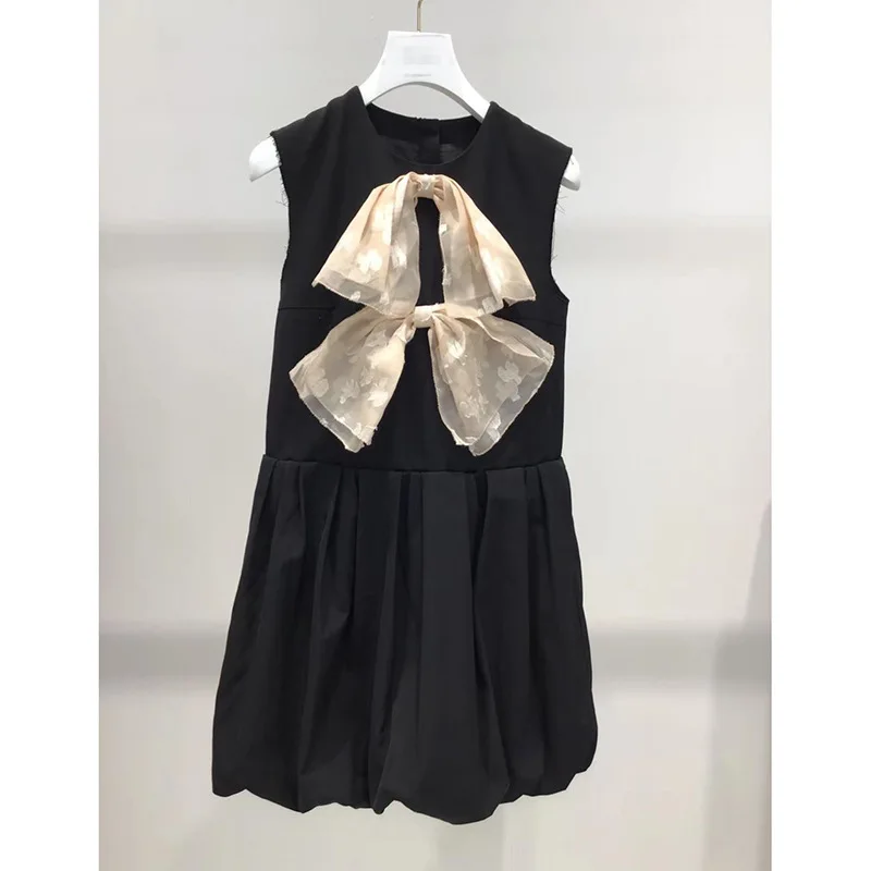 

New French loose lace mesh patchwork sleeveless dress