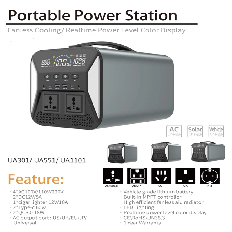  Portable Power Station Camping 1000W Power Bank EU Panel Solar Generator 18650 Lifepo4 Battery 220V 320000mAh Energy 